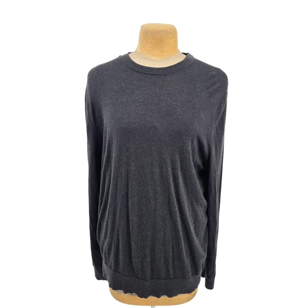 Banana Republic Sweater Mens XXL Charcoal Grey Merino Wool Crewneck Pullover